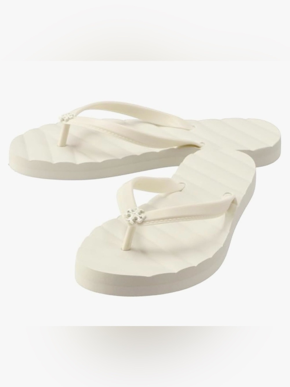 Tory Burch Kira Padded Flip-Flop Sandals White & Nude